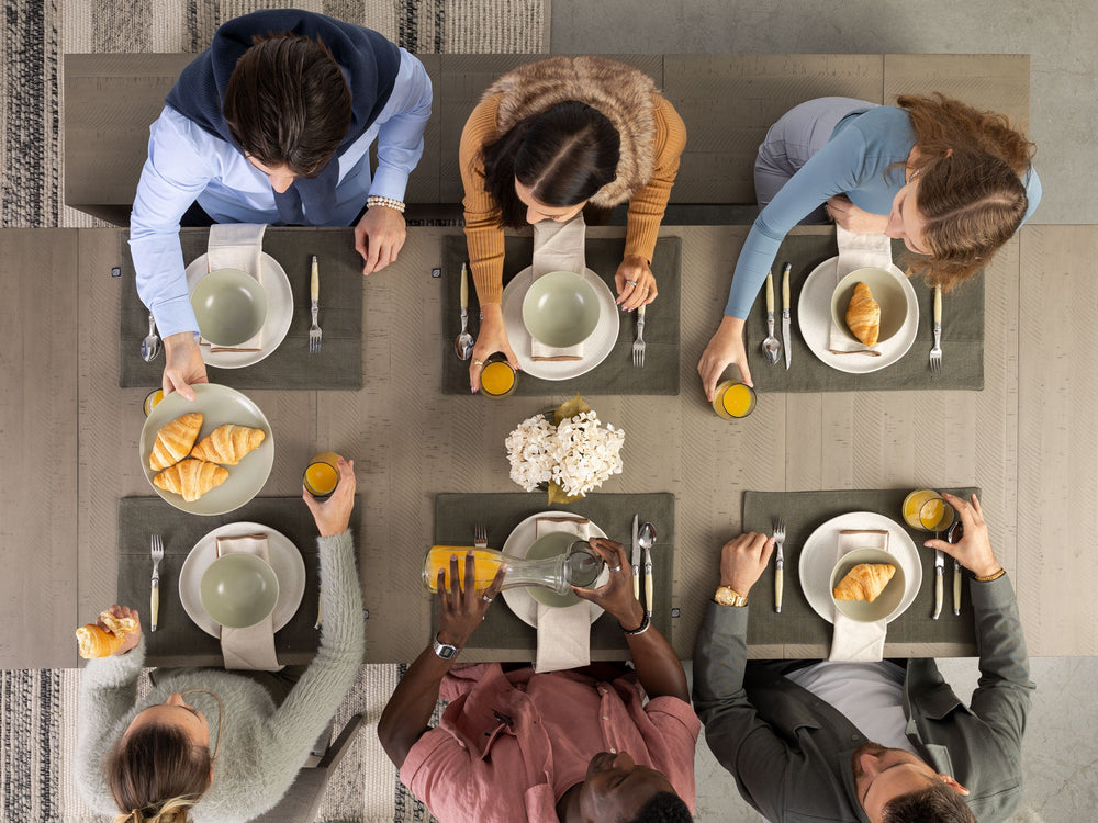 Easter dinner table from above.