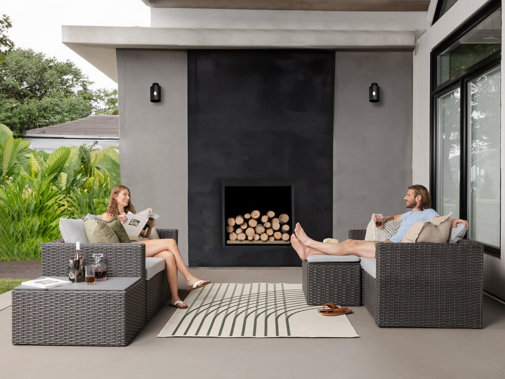 Grey Wicker / Grey Cushion::Gallery::Transformer Double Outdoors Set - Grey Wicker with Grey Fabric Cushions