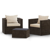Brown Wicker / Beige Cushion::Gallery::Transformer Outdoors Set - Brown Wicker with Beige Fabric Cushions
