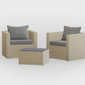 Beige Wicker / Grey Cushion::Gallery::Transformer Outdoors Set - Beige Wicker with Grey Fabric Cushions - Configuration Video
