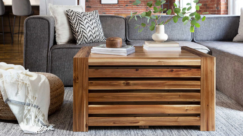 A coffee table for a small living room.