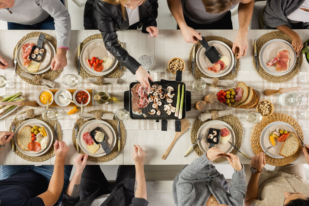 Family at a table from above on Memorial Day