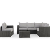 Grey Wicker / Grey Cushion::Gallery::Transformer Double Outdoors Set - Grey Wicker with Grey Fabric Cushions