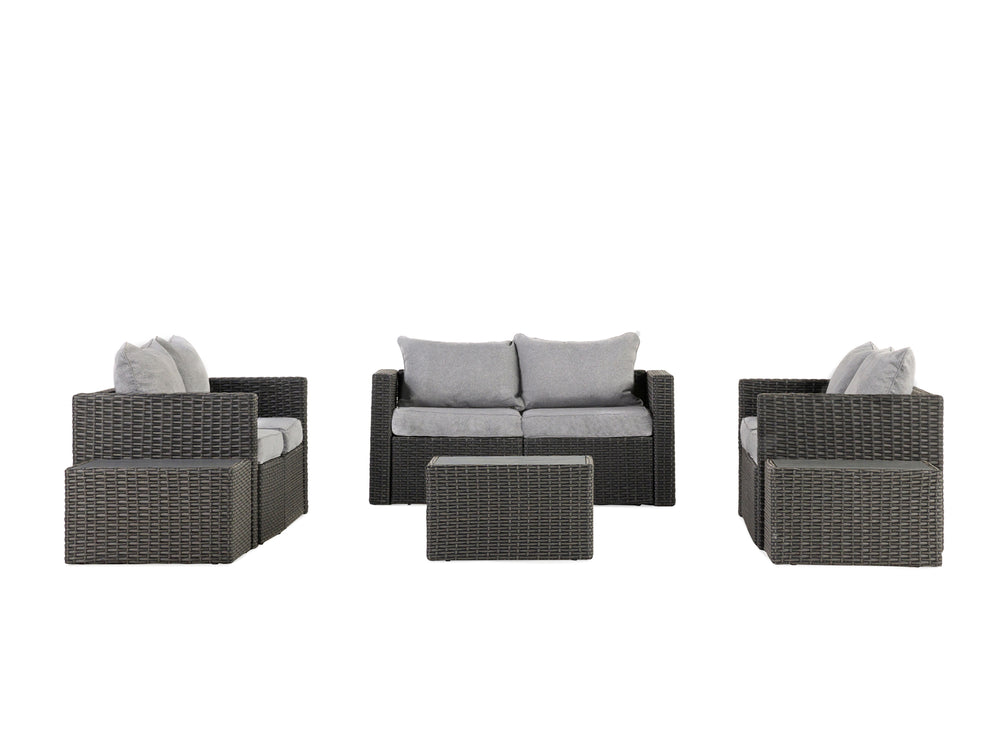 Grey Wicker / Grey Cushion::Gallery::Transformer Triple Outdoors Set - Grey Wicker with Grey Fabric Cushions