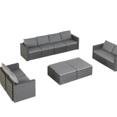 Grey Wicker / Grey Cushion::Gallery::Transformer Ultimate Outdoors Set - Grey Wicker with Grey Fabric Cushions