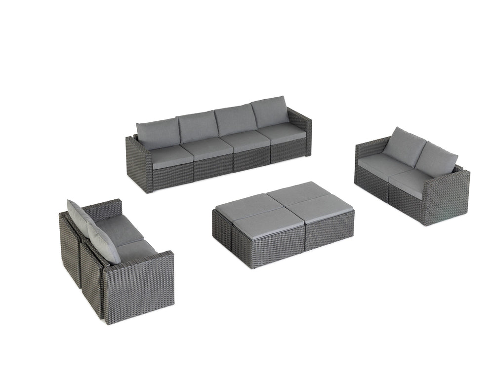 Grey Wicker / Grey Cushion::Gallery::Transformer Ultimate Outdoors Set - Grey Wicker with Grey Fabric Cushions