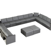 Grey Wicker / Grey Cushion::Gallery::Transformer Ultimate Outdoors Set - Grey Wicker with Grey Fabric Cushions