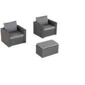 Grey Wicker / Grey Cushion::Gallery::Transformer Outdoors Set - Grey Wicker with Grey Fabric Cushions