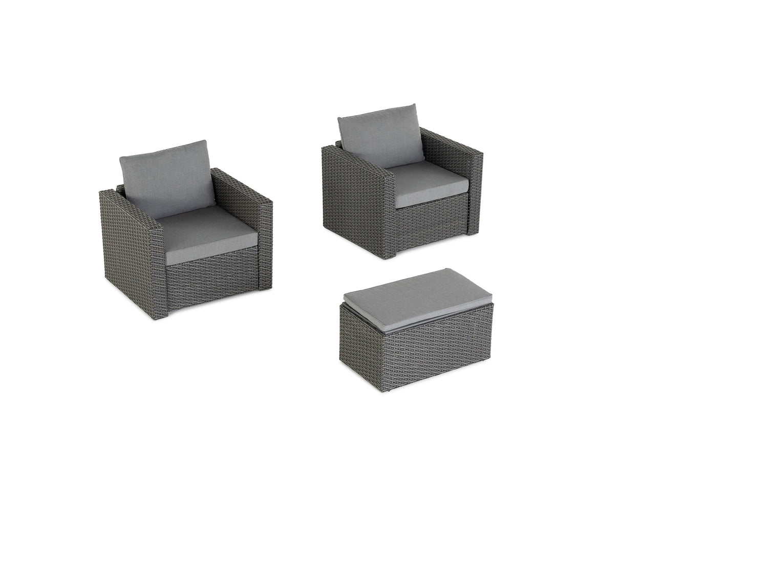 Grey Wicker / Grey Cushion::Gallery::Transformer Outdoors Set - Grey Wicker with Grey Fabric Cushions