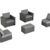 Grey Wicker / Grey Cushion::Gallery::Transformer Outdoors Set - Grey Wicker with Grey Fabric Cushions