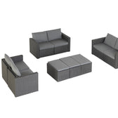 Grey Wicker / Grey Cushion::Gallery::Transformer Triple Outdoors Set - Grey Wicker with Grey Fabric Cushions