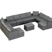 Grey Wicker / Grey Cushion::Gallery::Transformer Triple Outdoors Set - Grey Wicker with Grey Fabric Cushions