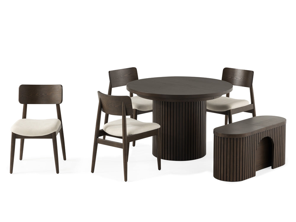 Extendable Round Dining Tables Sets with Round Bench | TT CA