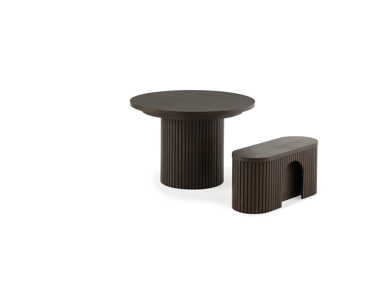 Extendable Round Dining Tables Sets with Round Bench | TT CA