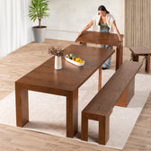 American Walnut::Gallery::Expanded American Walnut Transformer Table Shown with Bench