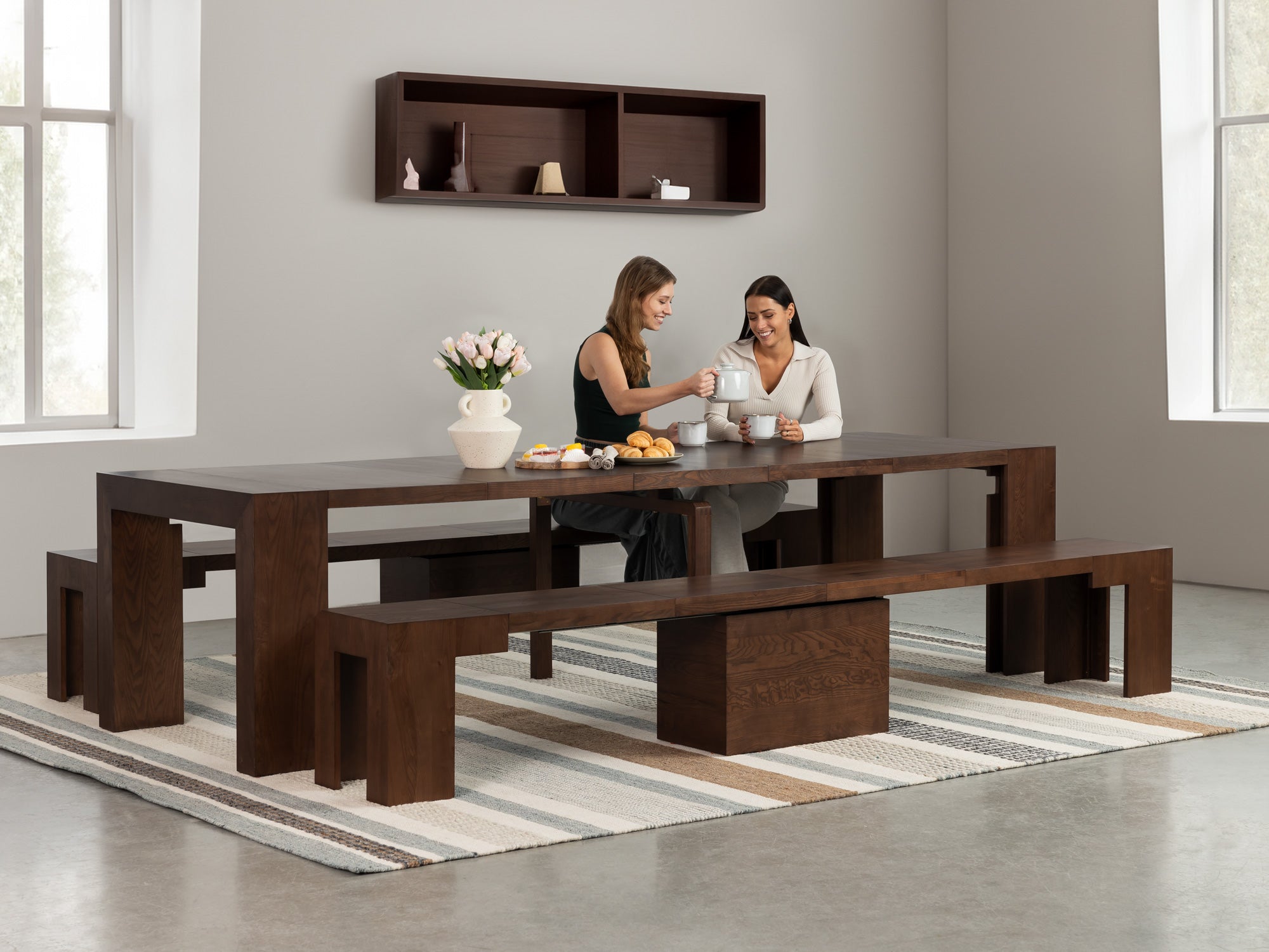 Transformar Table Extendable Dining Table Set with 2 Benches | Transformer Table