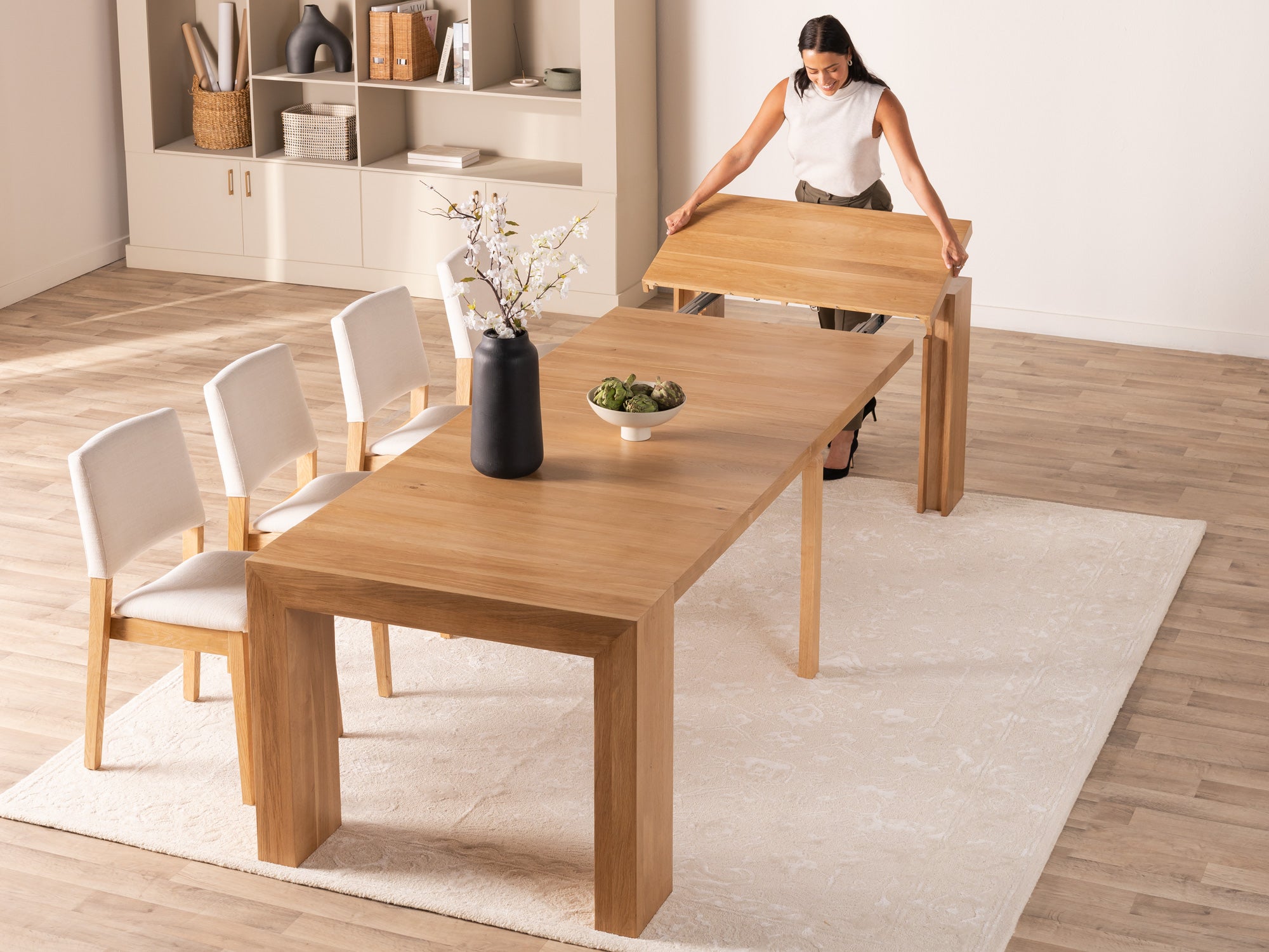 Dining Set with Extendable Table & 4 Chairs | Transformer Table
