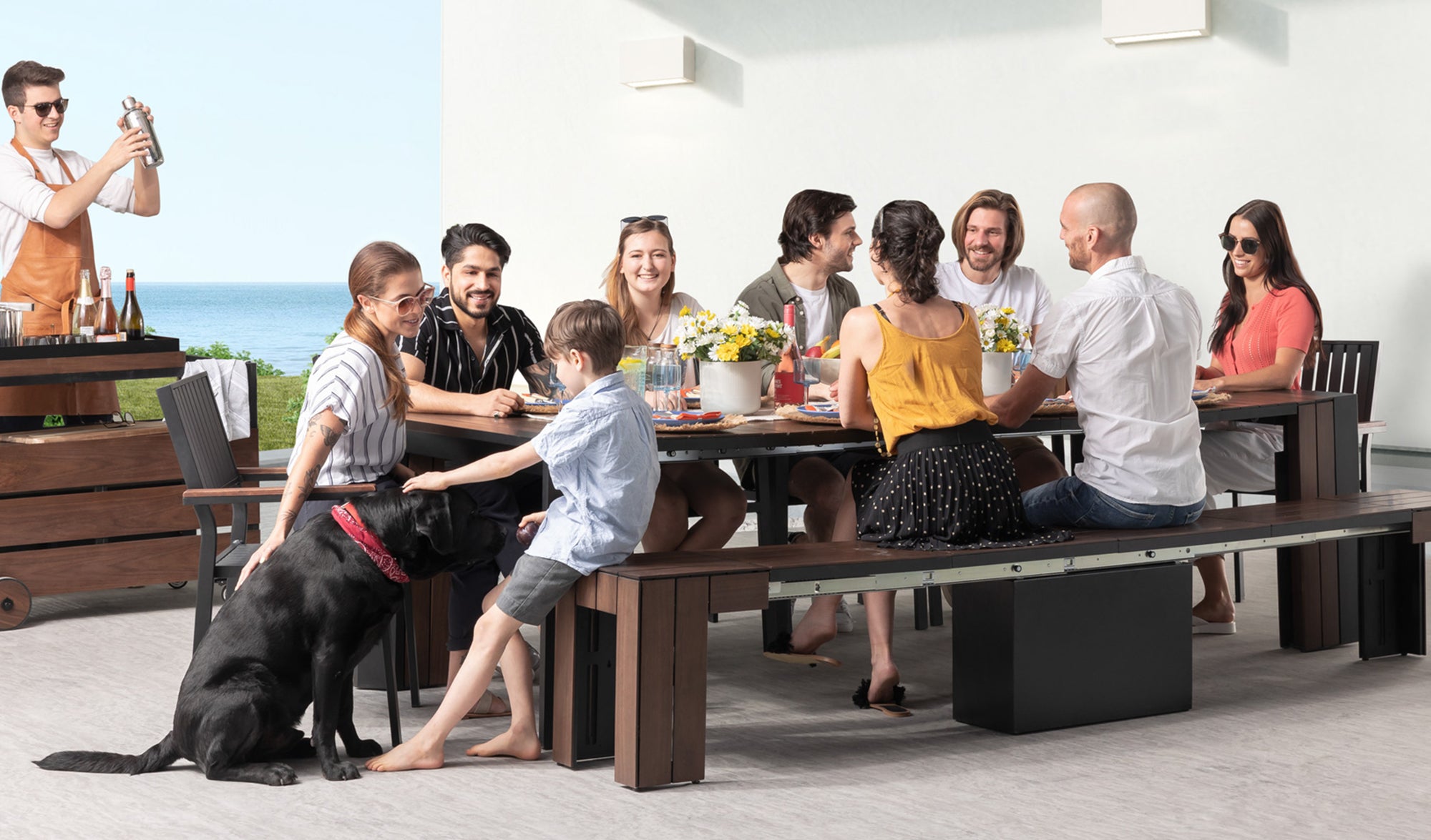 Table télescopique et banc extensible
