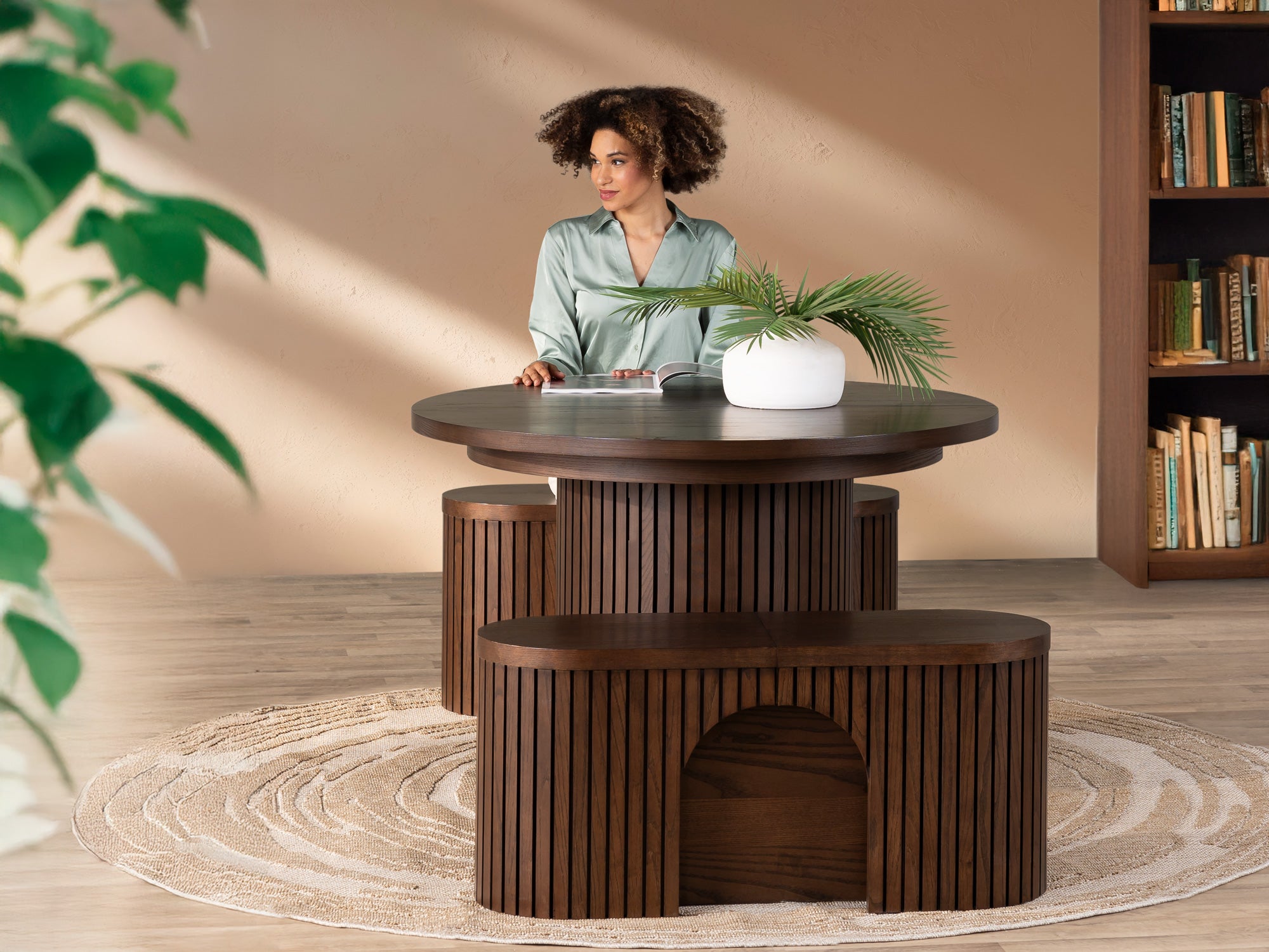 Dining Set with Extendable Round Table and Benches | TT CA