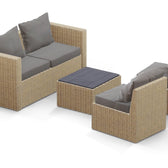 Beige Wicker / Grey Cushion::Gallery::Transformer Outdoors Set - Beige Wicker with Grey Fabric Cushions