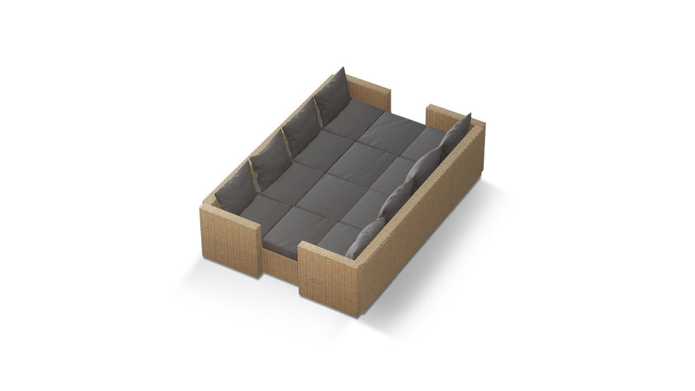 Beige Wicker / Grey Cushion::Gallery::Transformer Ultimate Outdoors Set - Beige Wicker with Grey Fabric Cushions