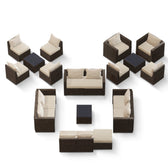 Brown Wicker / Beige Cushion::Gallery::Transformer Ultimate Outdoors Set - Brown Wicker with Beige Fabric Cushions