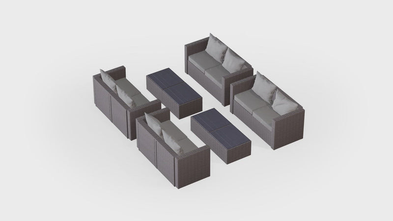 Grey Wicker / Grey Cushion::Gallery::Transformer Ultimate Outdoors Set - Grey Wicker with Grey Fabric Cushions - Configurations Video