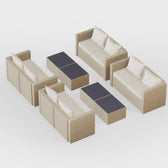 Beige Wicker / Beige Cushion::Gallery::Transformer Ultimate Outdoors Set - Beige Wicker with Beige Fabric Cushions - Configurations Video