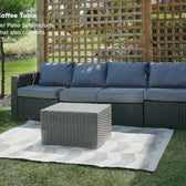 Grey Wicker / Grey Cushion::Gallery::Transformer Triple Outdoors Set - Grey Wicker with Grey Fabric Cushions - Ottoman Coffee Table Video