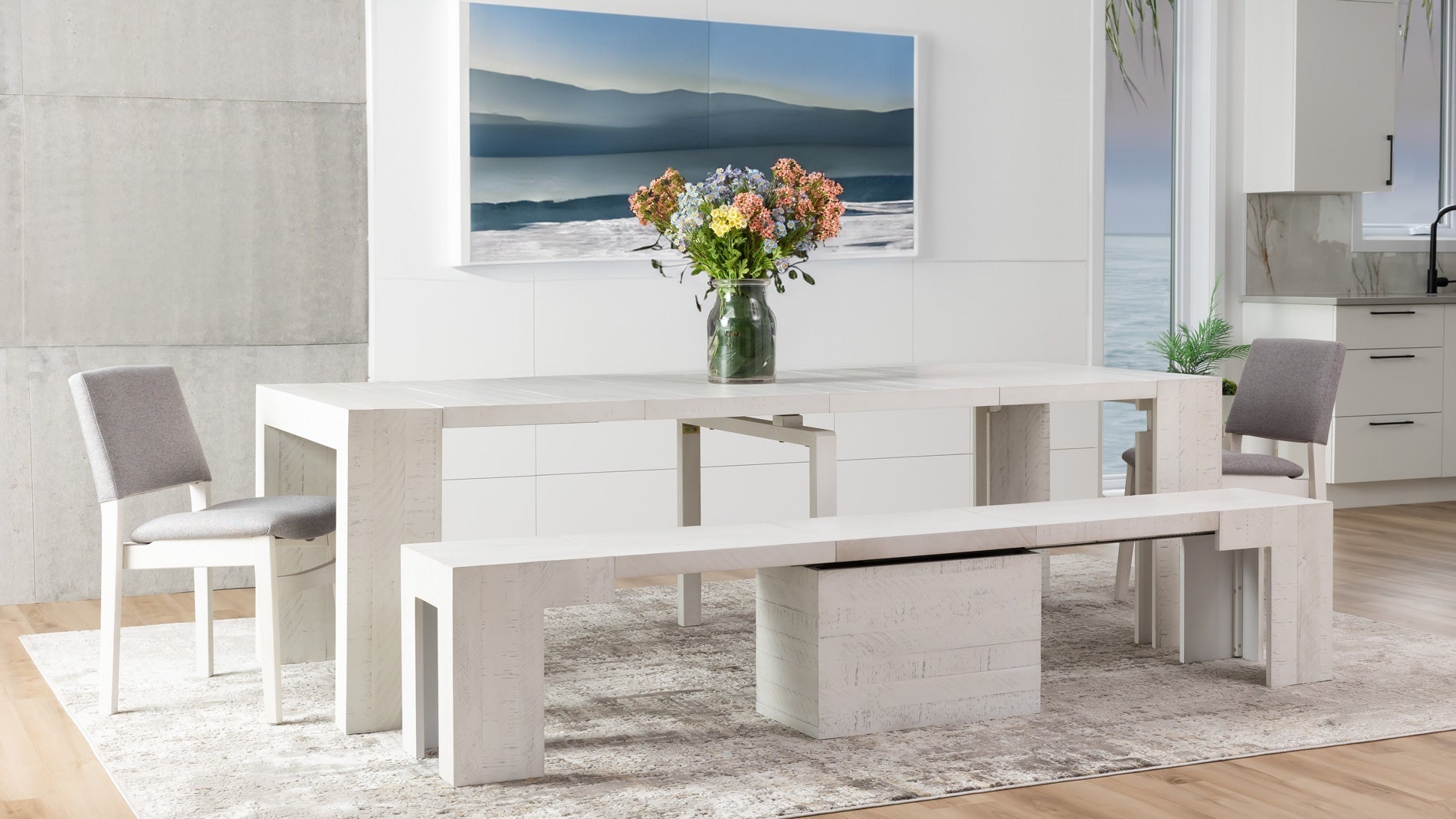 The Practical Extendable Dining Table Set Wooden Canadian Birch Transformer Table