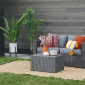 Beige Wicker / Beige Cushion::Gallery::Transformer Triple Outdoors Set - Beige Wicker with Beige Fabric Cushions - How it Works Video